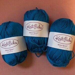 3 Skeins of Knit Picks Cotton Modal Shine Sport Discontinued Aquamarine Yarn